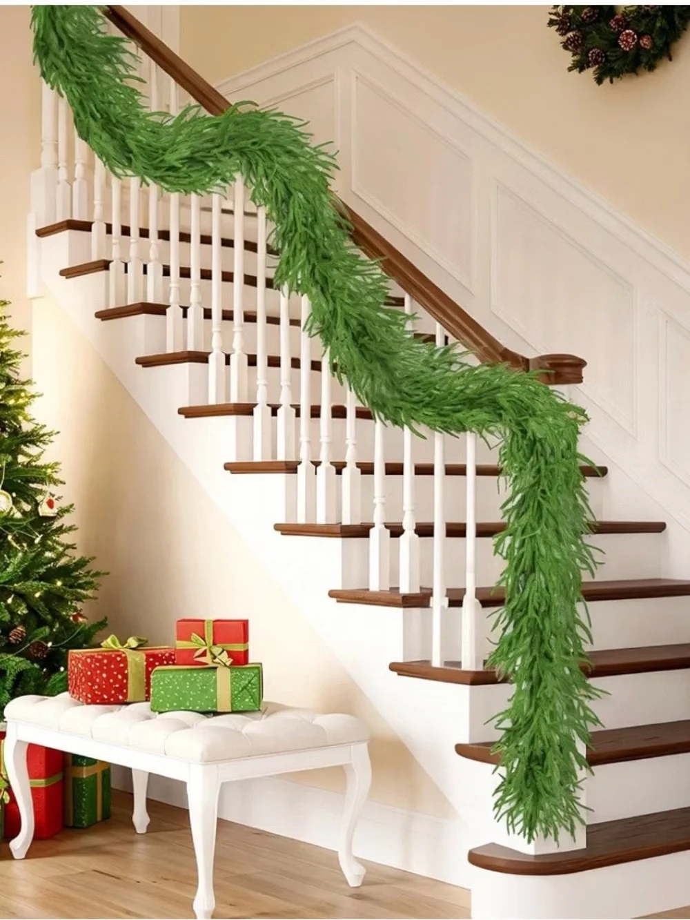 Evergreen Pine Garland - Lifelike Green Rubber Home Accent 6ft rubber